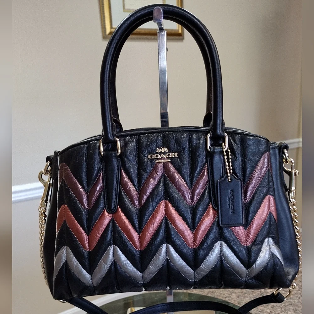 NWT Coach leather Sage  Carry-all quilted metallic chevron